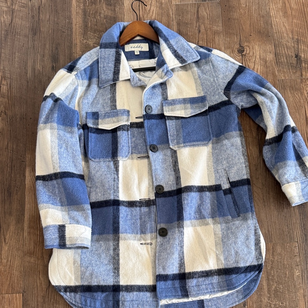 Blue and White Plaid Women's Jacket